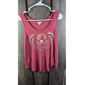 Lucky Lotus Women's Red Bird Lotus Graphic Tank Top Size M